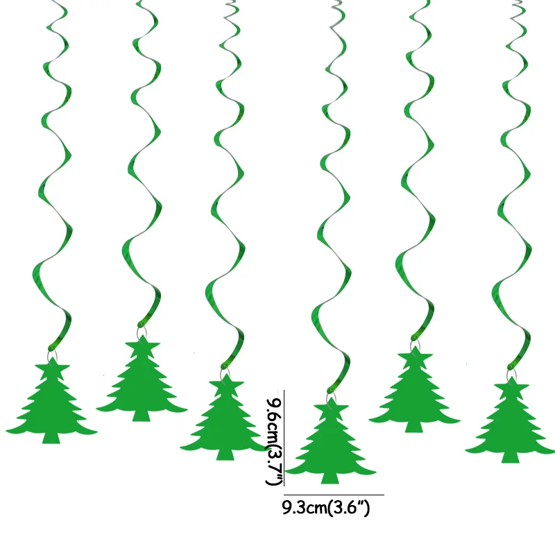 1set 6pcs xmas tree 6-8pcs/set Christmas Decoration Snowflake Santa Claus Elk Ceiling Swirl Hanging Ornaments Garland for Home Xmas Party Supplies - Цвет: 1set 6pcs xmas tree