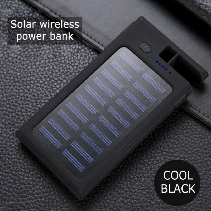 20000mAh беспроводной Солнечный внешний аккумулятор 2 USB светодиодный портативный водонепроницаемый аккумулятор зарядное устройство с держателем телефона