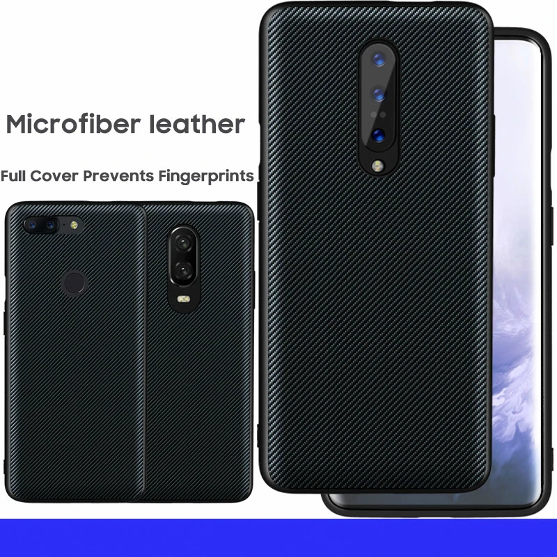 Для ONEPLUS 7 Pro Чехол, предотвращает появление отпечатков пальцев, микрофибра, углеродное волокно, кожа, силиконовый мягкий чехол для ONEPLUS 6T 6 5T 5 7 Pro