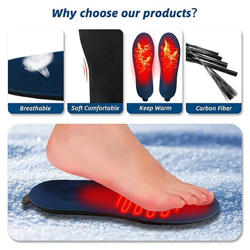 3D Orthopedic Insoles Electric Heated Insoles with Rechargeable Battery Winter Outdoor Sport Shock Absorption Insole Foot Warmer