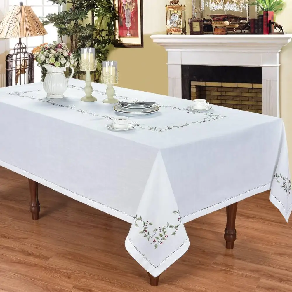 

RD21012 Christmas Xmas Luxrary Concise Tablecloth, Table Runner Napkin Placemat Hemstitched Embroidery Washable, Home,Restaurant