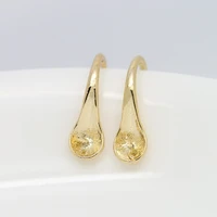 diy earring accessories material wholesale plating real gold earing hooks for jewelry making clip semi finished metal ear hook