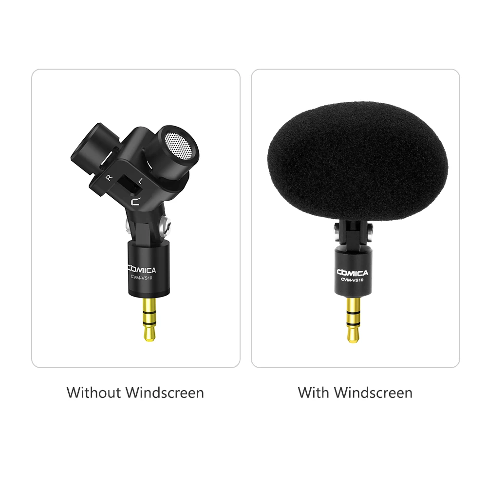 

COMICA CVM-VS10 Mini Flexible XY Stereo Microphone Mic 3.5mm TRS Plug 90 Adjustable for GoPro Action Camera DSLR Camera Black