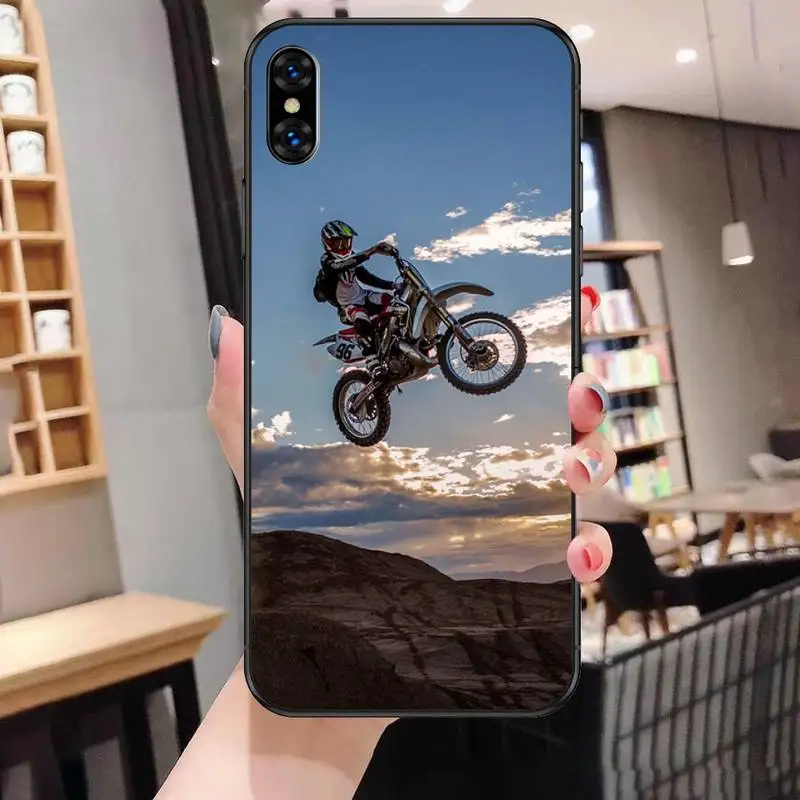 

Moto Cross Motorcycle Sports Phone Case For Black-Iphone 5s 6 6s 7 8 11 12 X Xs Xr Pro Plus Max Mini Fundas Cover