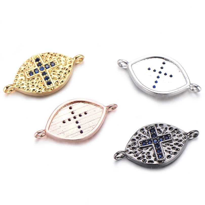 Neovivi Cross Charms Oval Bead Micro Pave Black CZ Charm for Jewelry Making Women Bracelet DIY Necklace Men Accessories | Украшения и
