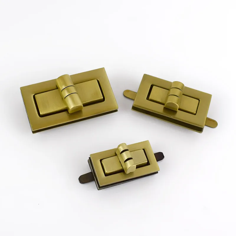 brass 2 шт., Meetee, металлический поворотный замок, защелкивающаяся застежка для кошелька, аксессуары для сумки, ручная работа, застежка с винтом - Цвет: brass