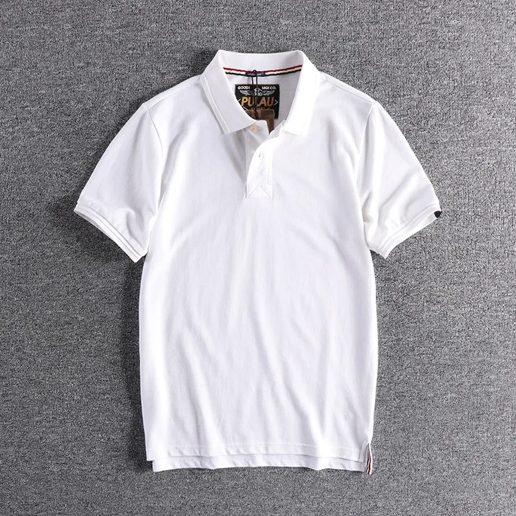 

Simple solid color used cotton Lapel short sleeve t-shirt men's Polo Shirt