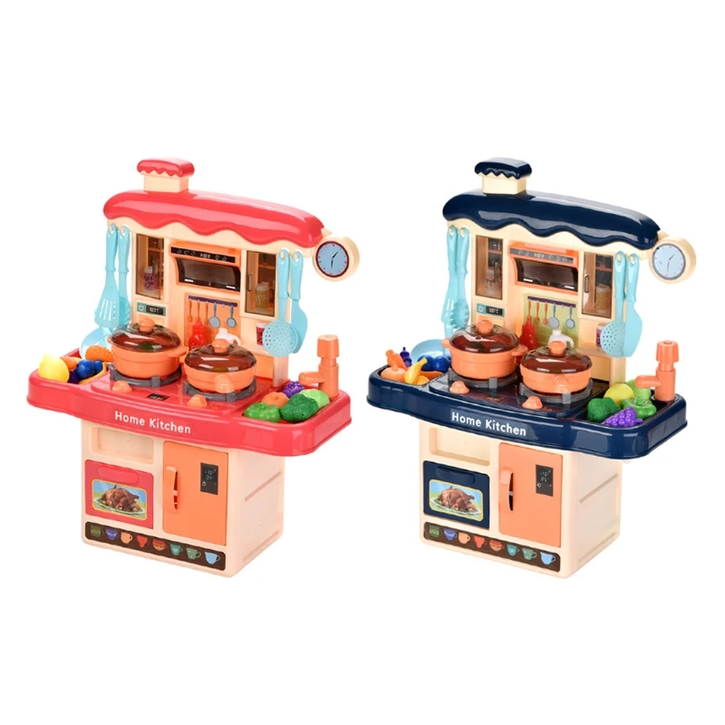 

72XC Kitchen Toy Set Little Kitchen Playset with Realistic Sound &Light, Play Sink, Cooking Stove with Steam