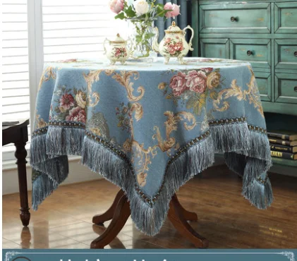 Европейская скатерть из льна утолщенная синельная прямоугольная круглая для