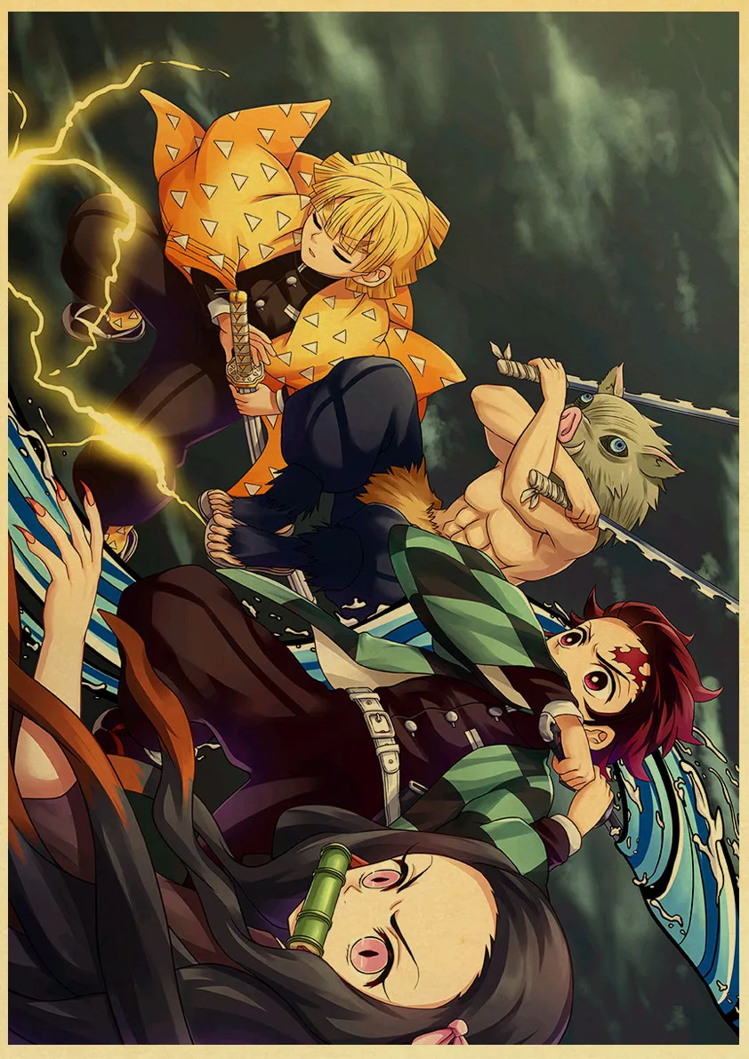 E169 Винтажные постеры демон убийца Kimetsu no Yaiba аниме плакат настенный Арт Ретро плакат живопись украшение для гостиной домашний декор - Цвет: E169