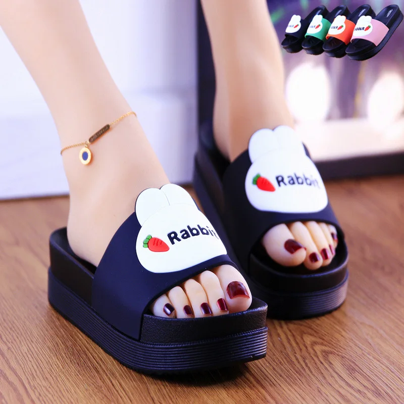 2021 summer Thick bottom The New Slides women shoes Fashion Cartoons Mixed Colors Outside  Shallow Leisure high quality Non-slip