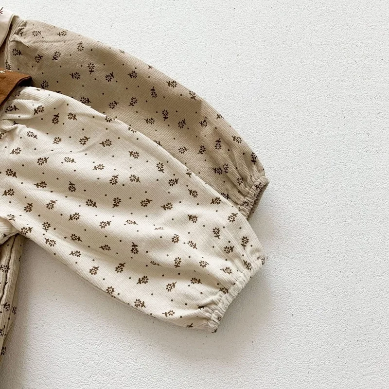 

2021 Spring Romper baby grand floral corduroy baby leotard Romper toddler girl clothes