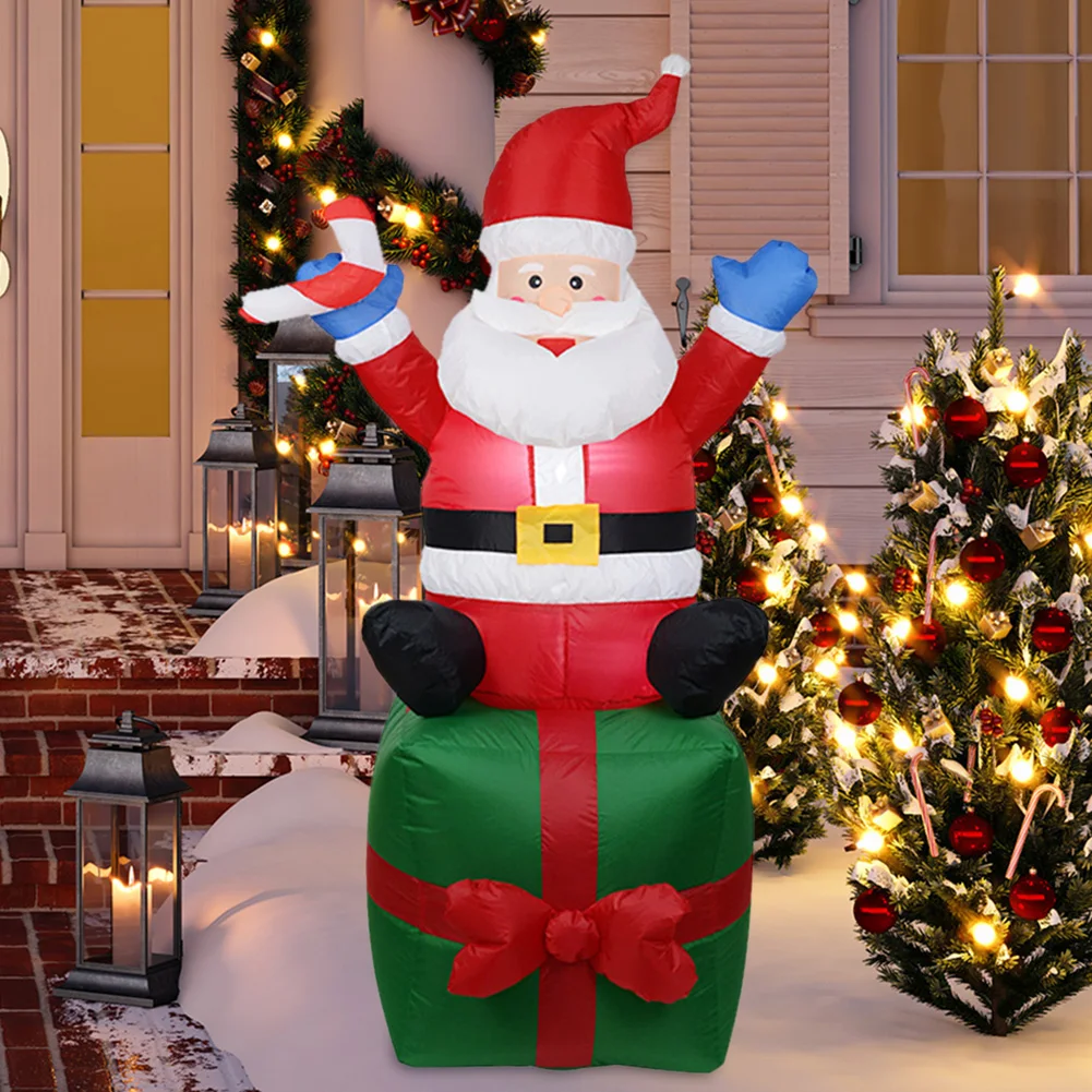 Christmas Inflatable Model Santa Sitting Gift Bag LED Light Garden Decor for Home Party Decoration | Игрушки и хобби
