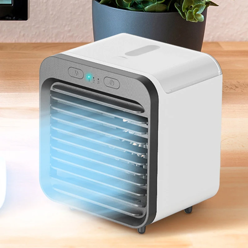 

HAEGER-Air Cooler Mini Portable Air Conditioner Fan Noiseless Evaporative Air Humidifier 3 Gear Speed for Office Cooler
