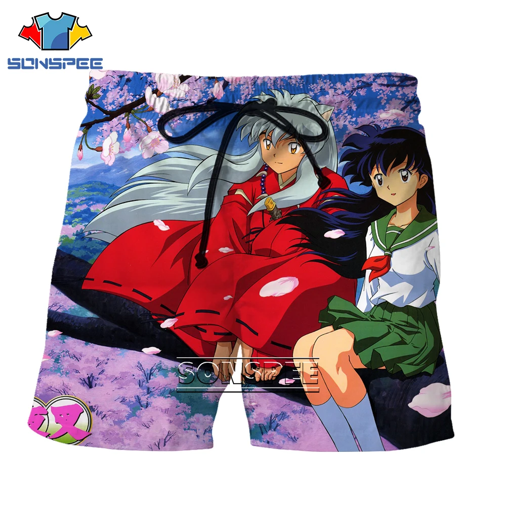 

SONSPEE Inuyasha Anime 3D Print Summer Harajuku Quick Drying street Fashion Cool Streetwear Soft Casual Beach Shorts Men Short