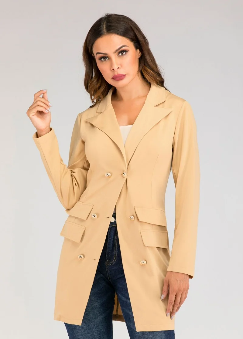 Женское офисное двубортное платье блейзер облегающее Черное мини футляр с