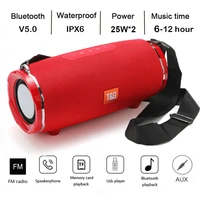 50w high power bluetooth speakers tg187 waterproof portable column for pc computer subwoofer boom box music center fm radio aux