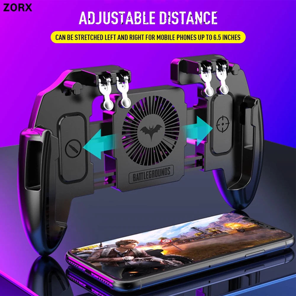 

PUBG Mobile Joystick Controller L1R1 Trigger Gamepad for COD iOS Android Six 6 Finger Call of Duty Mobile Gamepad Cooling Fan