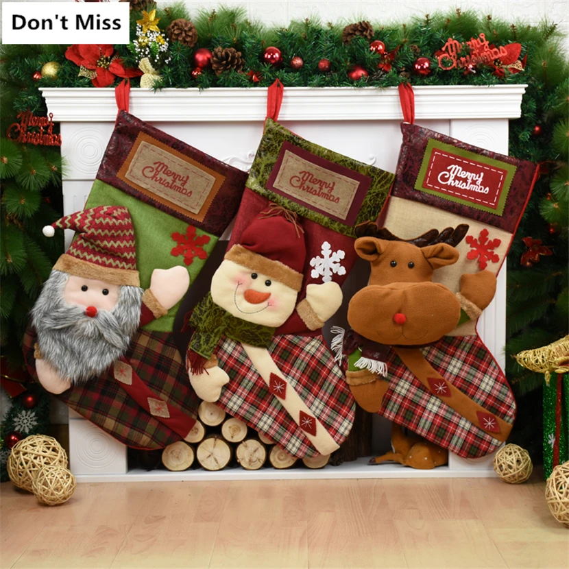 Большой размер рождественские чулки Санта Клаус Рождественский подарок сумки
