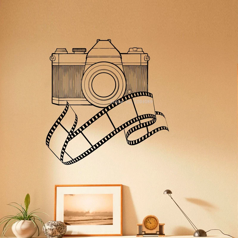 Винтаж Камера Наклейка на стену для фотостудий Дизайн интерьера Искусство