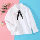 Детская одежда для малышей, весенняя одежда для больших детей, белые школьные кружевные блузки с длинными рукавами для девочек, детская хлопковая рубашка