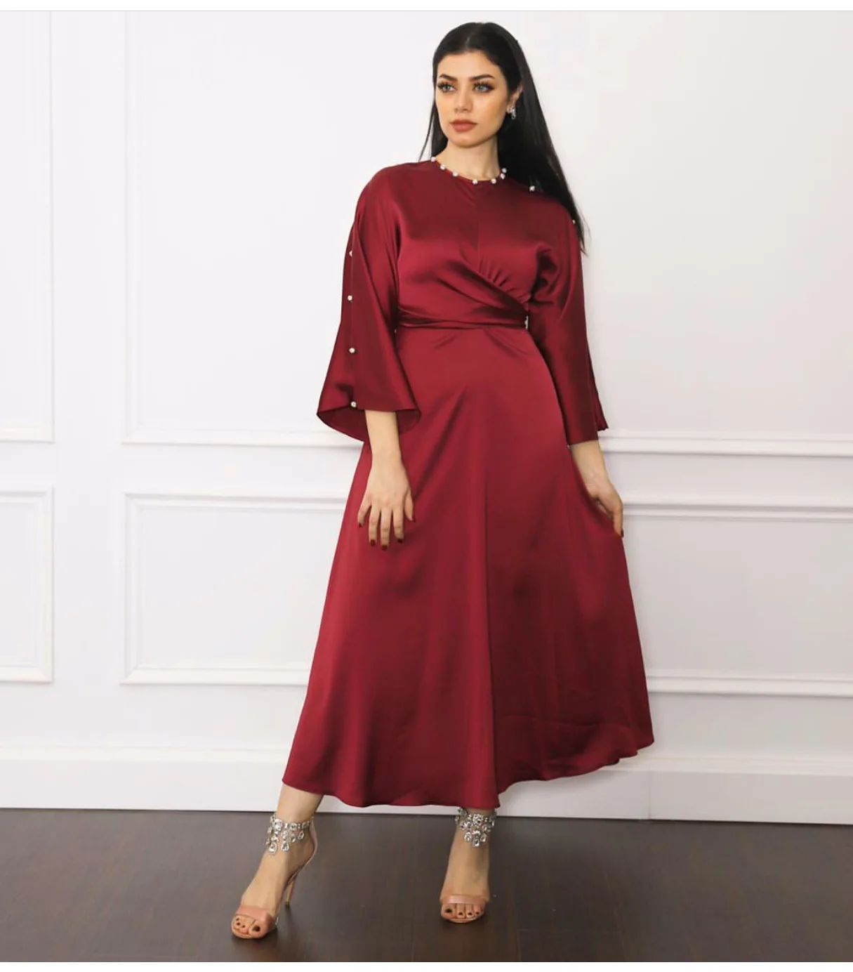 Abaya Дубай 2022 мусульманские атласные официальные платья для женщин марокканский кафтан вечернее длинное платье турецкая исламская одежда И...