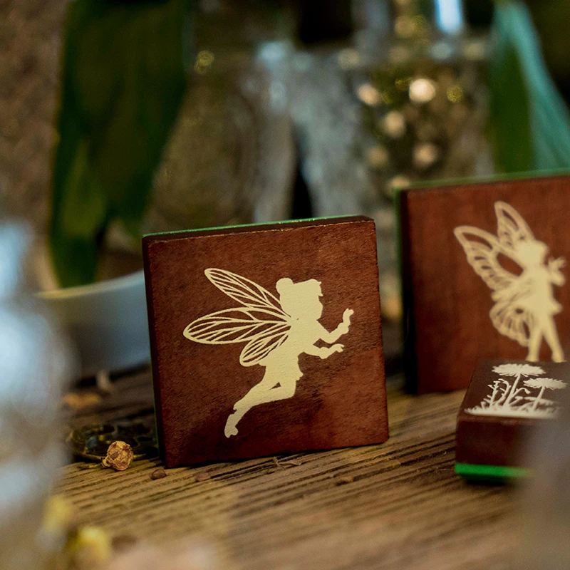 

1Pcs Vintage Wooden Rubber Stamp Kawaii Fairy Spirit Plant Decorative Rubber Stamp Wood Mounted Rubber Stamps Diy Craft Letters