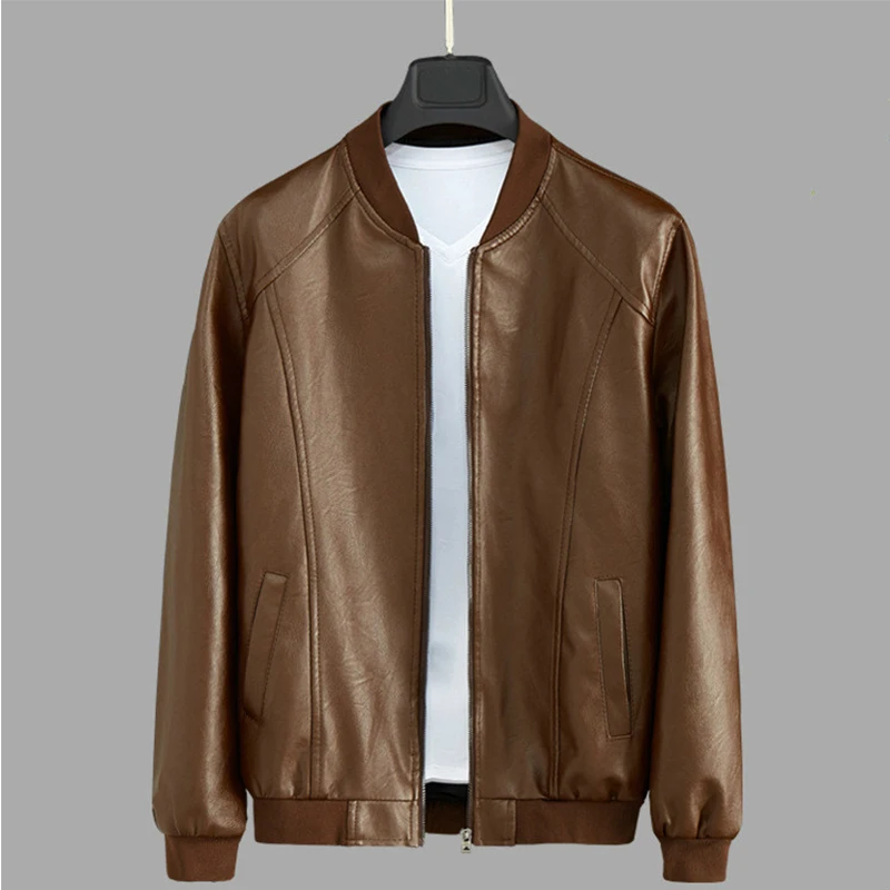 Мужская куртка из искусственной кожи короткая свободная со стойкой 2019 | одежда
