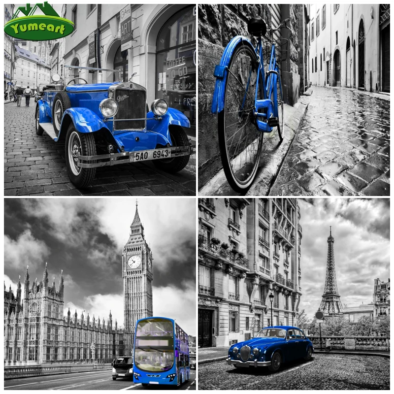 Алмазная живопись ручной работы европейский город пейзаж полная вышивка