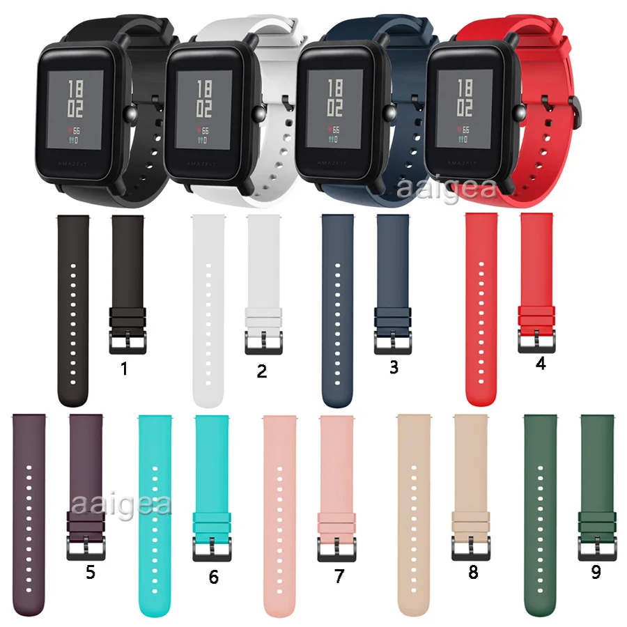 

Ремешок спортивный для Huami Amazfit Bip Lite S U, мягкий силиконовый сменный Браслет для смарт-часов Huami GTS 2 GTR 42 мм, 20 мм