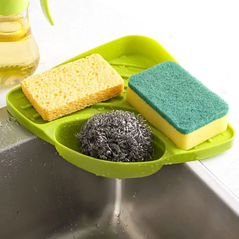 Пластиковый стеллаж для хранения мыла в ванной и на кухне полка губки кухонные