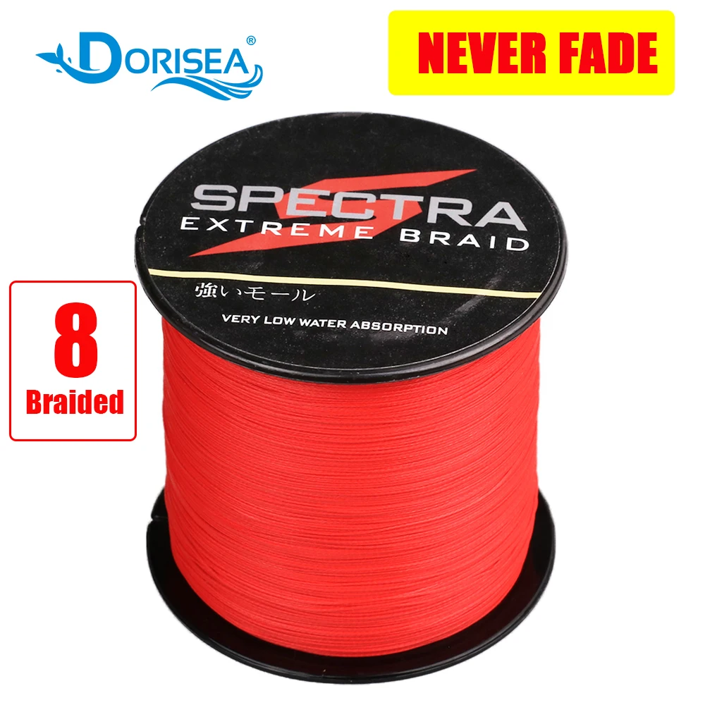 DORISEA "NEVER FADE" Black Red 8 Strands 100M 300M 500M 1000M 2000M PE Multifilame Braided Fishing Line 6-300LB Fishing Wire