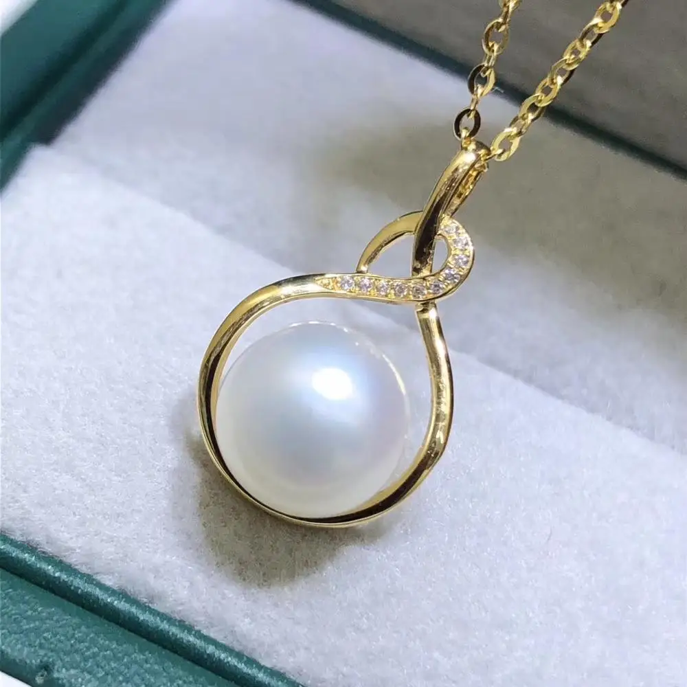 

New Arrival 18K Yellow Gold Pendant Mountings Settings AU750 Jewelry Findings for Pearls Coral Agate Crystal Beads Stones