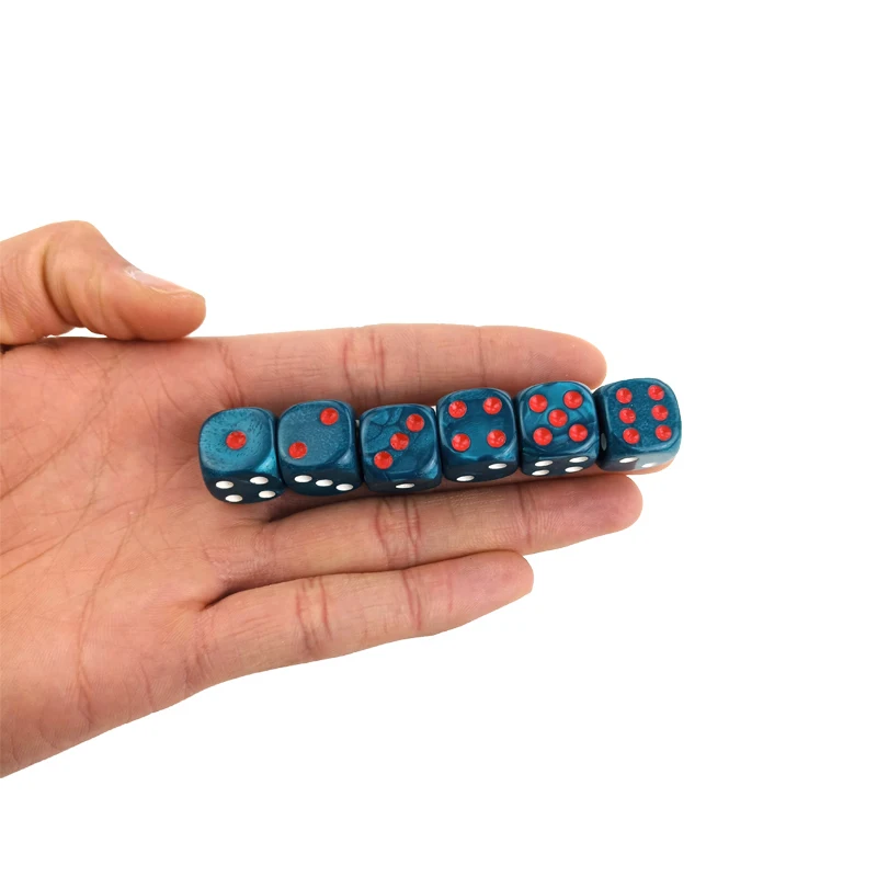 Новые акриловые игральные кости с мраморным эффектом 6 шт. 16 мм набор синих