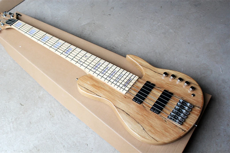 

6 Strings Electric Bass Guitar with Chrome Hardware,Map Pattern Top,Neck Through Body ,Provide Customized Service