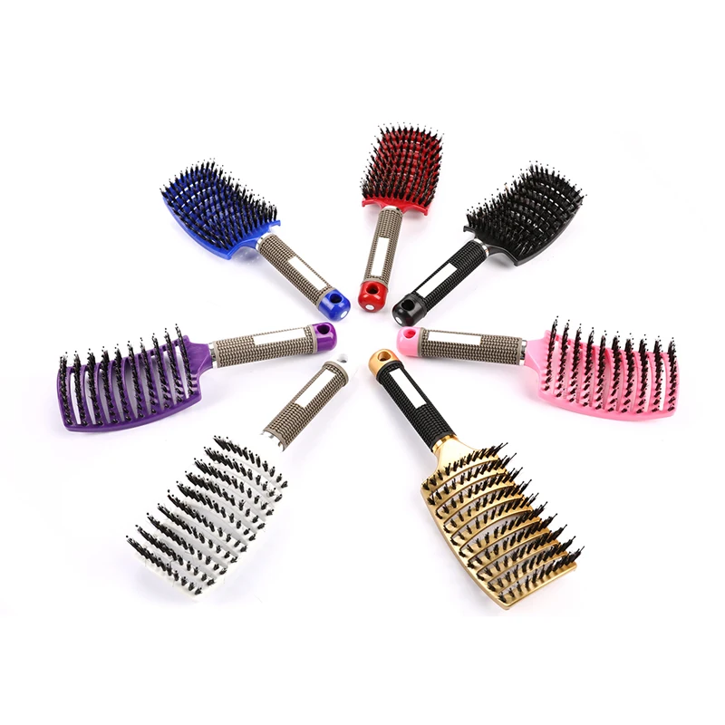 

Hair Scalp Massage Comb Hairbrush Bristle Nylon Women Wet Curly Detangle Brush