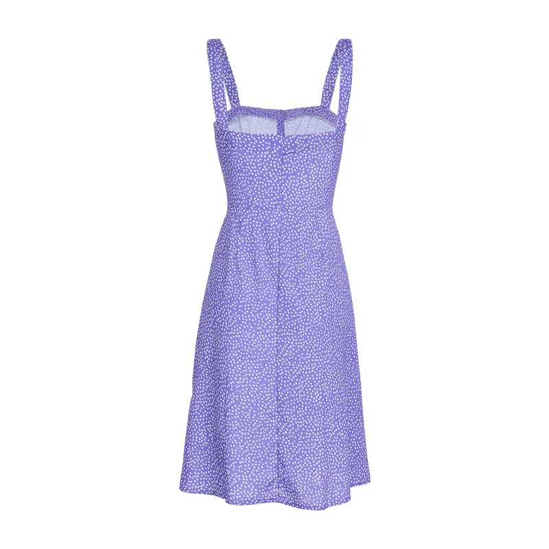 Женское платье на шнуровке с оборкой спереди длинное пляжное до колен цветочным