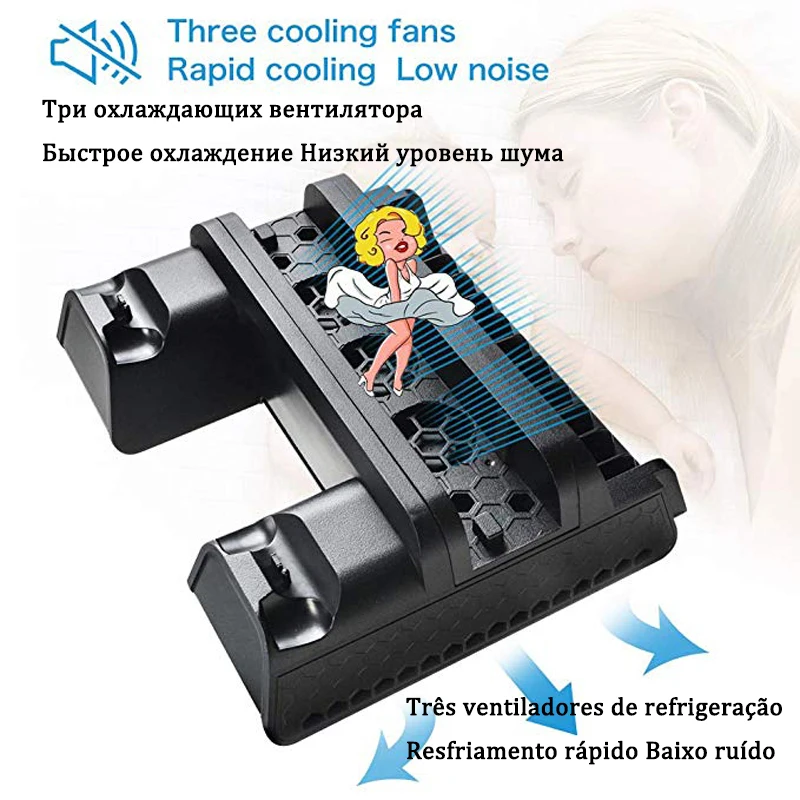 support control for sony play station playstation ps 4 ps4 pro slim stand game console cooling fan cooler accessories controller free global shipping