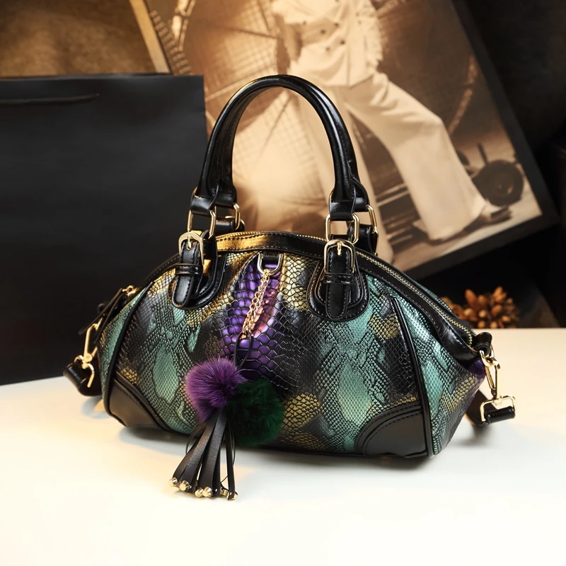 

Luxury Handbag Women Bag Designer High Quality Split Leather Bag Panelled Color Serpentine Messenger Bag Ladies Office Clutches