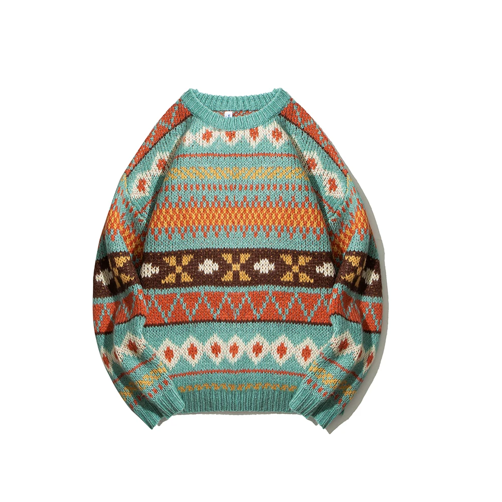 

Men Sweater Retro Ethnic Style Hip Hop Streetwear O-neck Oversize 2020 Autumn New Harajuku Pullover Casual Couple Mens Sweaters