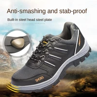 men work safety sneaker sport platform black rubber casual boots male leather vulcanize security shoes mens military rain shoe