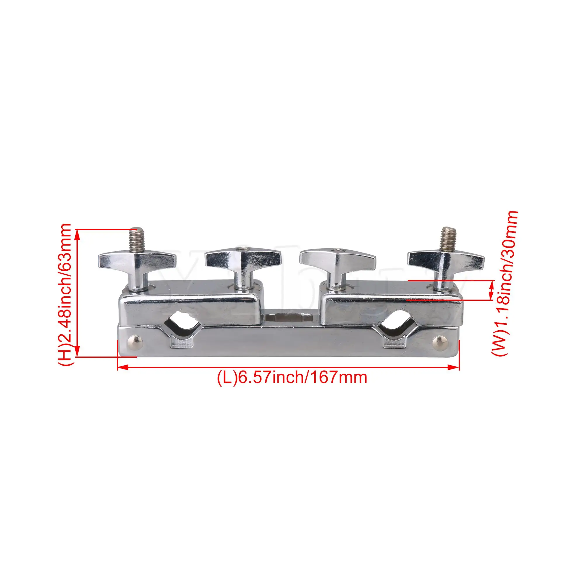 

Yibuy Silver 16.7x3x6.3cm Double Multi-clamp Drum Bracket Drum Mounting Percussion Bracket