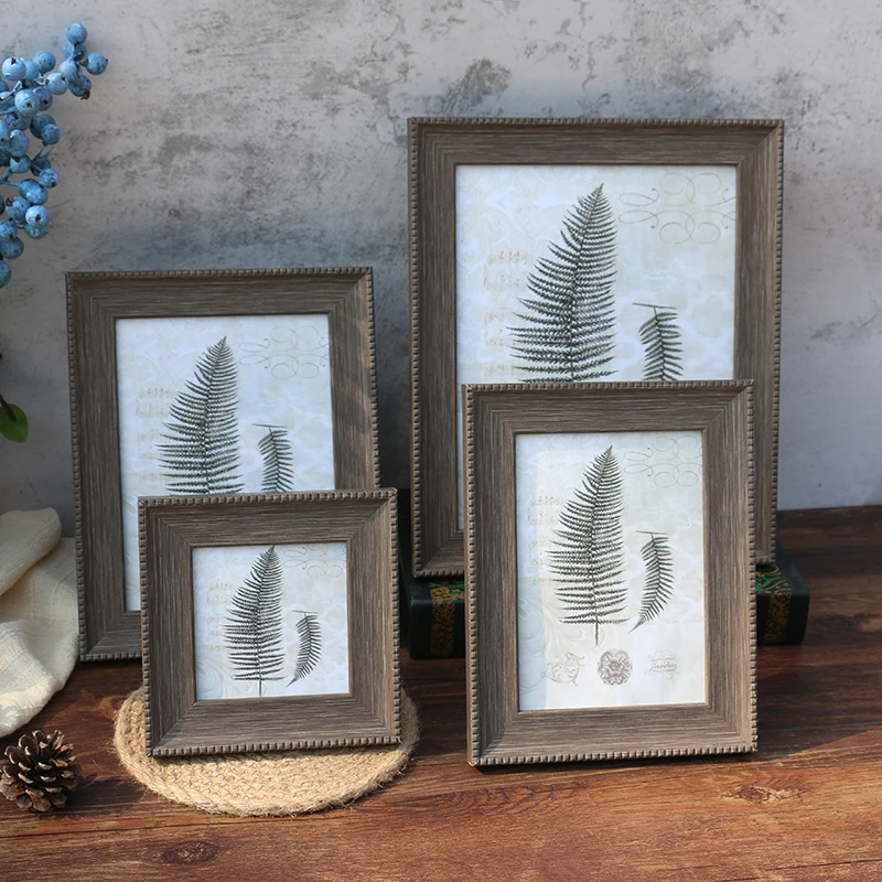 

American Retro Picture Frame Creative Bedroom Wall Walnut Resin Photo Frame Vertical Horizontal Frame Quality Table Layout 1 PC