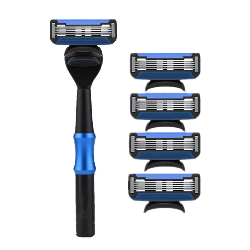 

Manual Knife Men's Shaver for Men Cassettes for Shaving & Hair Removal Safety Razor Blade Face Care 1 Holder and 4 Blade