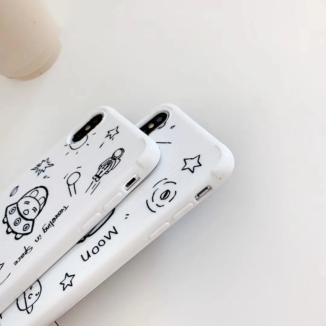 Простой эскиз черный белый космический ракета Луна астронавт чехол для телефона
