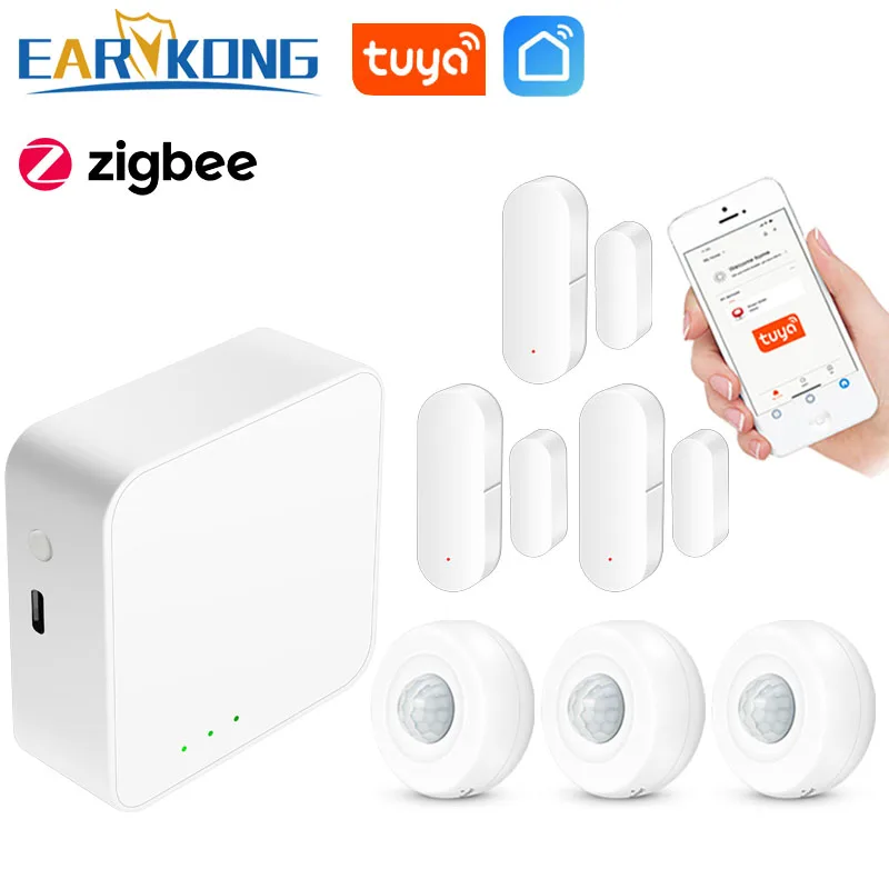 Tuya WiFi Zigbee Bluetooth Smart Home Alarm System Door Open Sensor Zigbee Hub Smart Life APP Remote Work With Alexa Google Home
