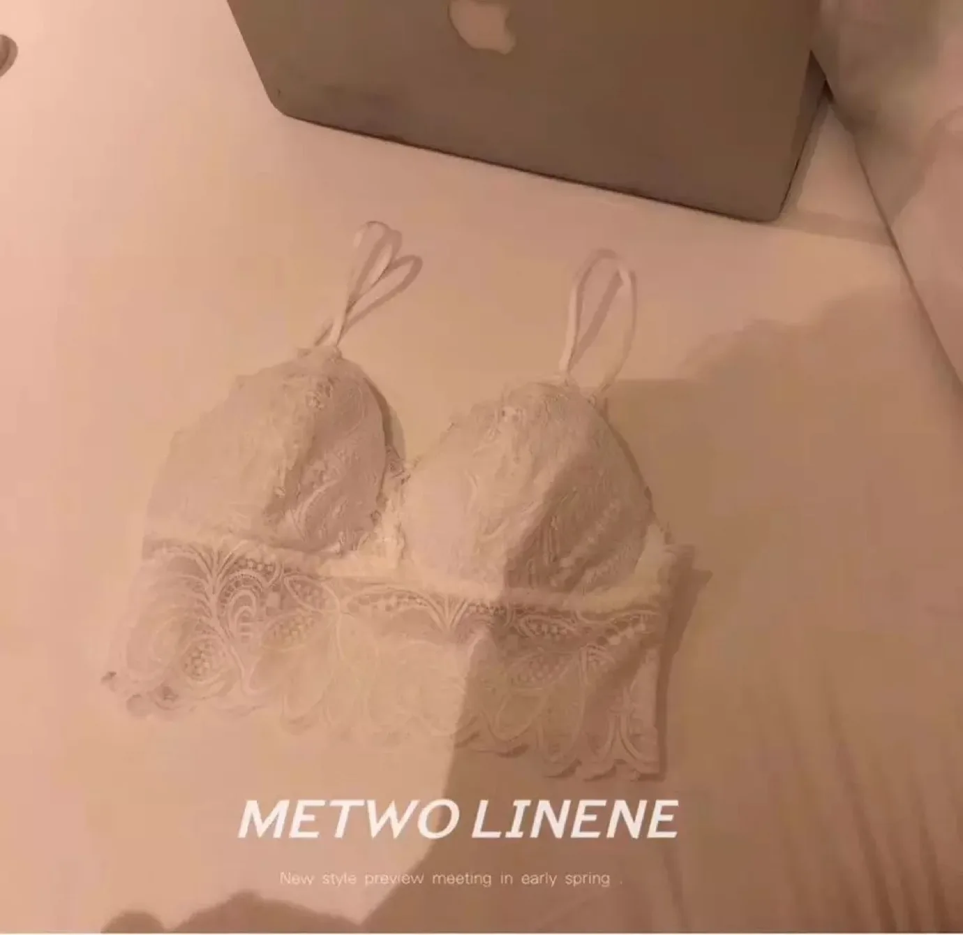

MeTwo French Lace Sexy triangle cup without steel ring, breathable and light proof lace