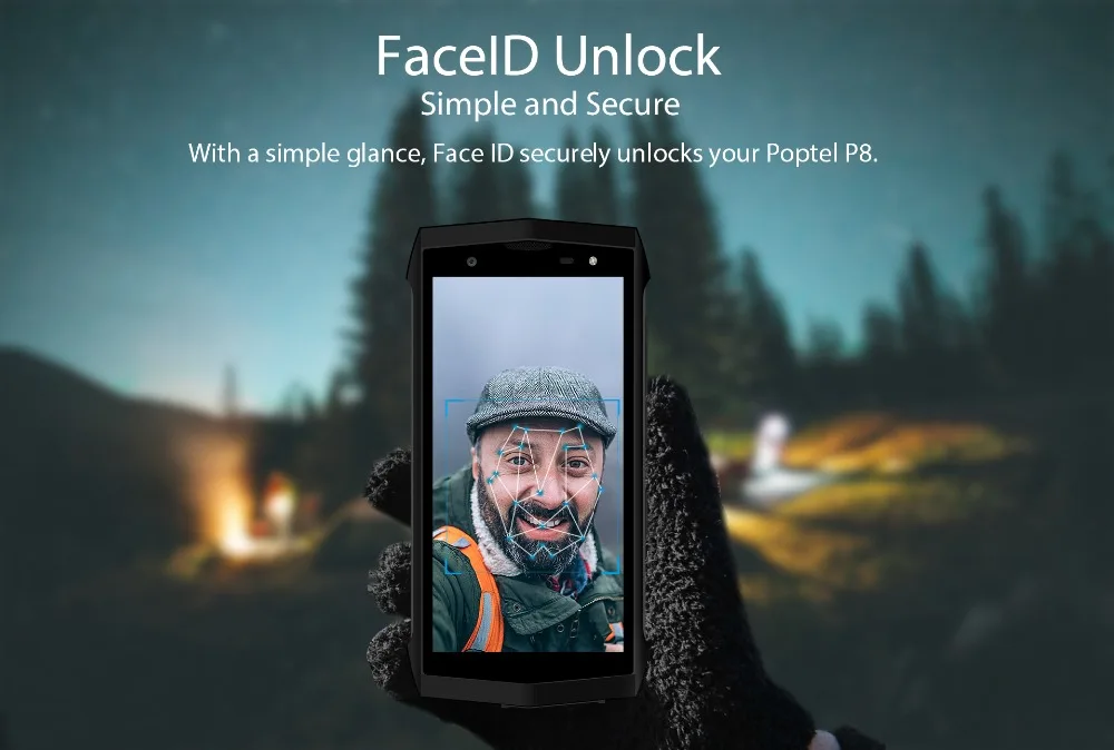 Poptel P8 5," IP68 водонепроницаемый смартфон Android 8,1 четырехъядерный мобильный телефон 2 Гб+ 16 Гб лицевая NFC 4G LTE мобильный телефон экономичный