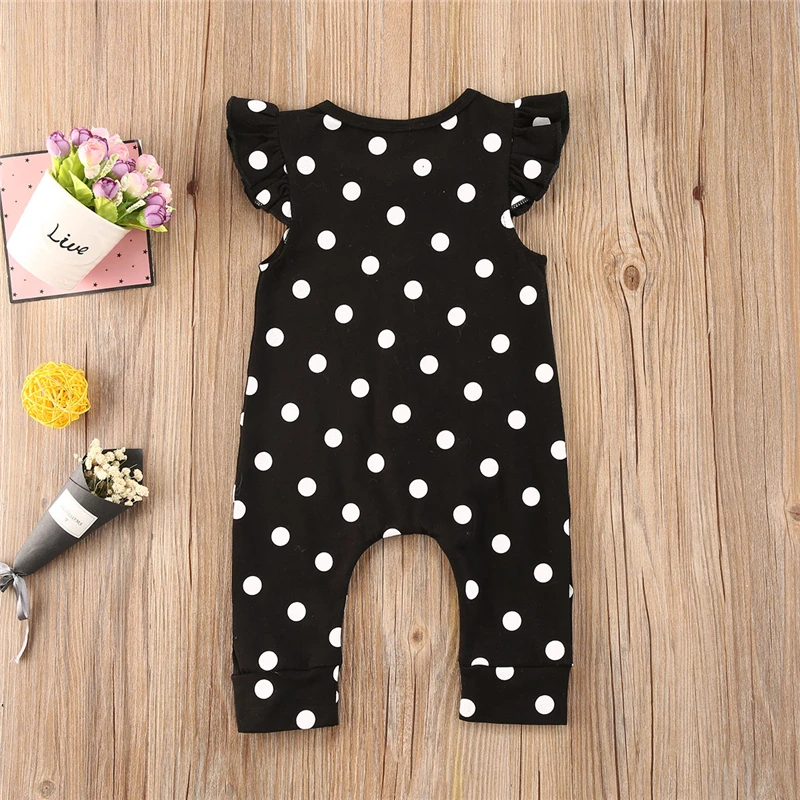 

Toddler Baby Girls Summer Clothes Fly Sleeve Romper Polk Dot Print Newborn Girl Jumpsuits