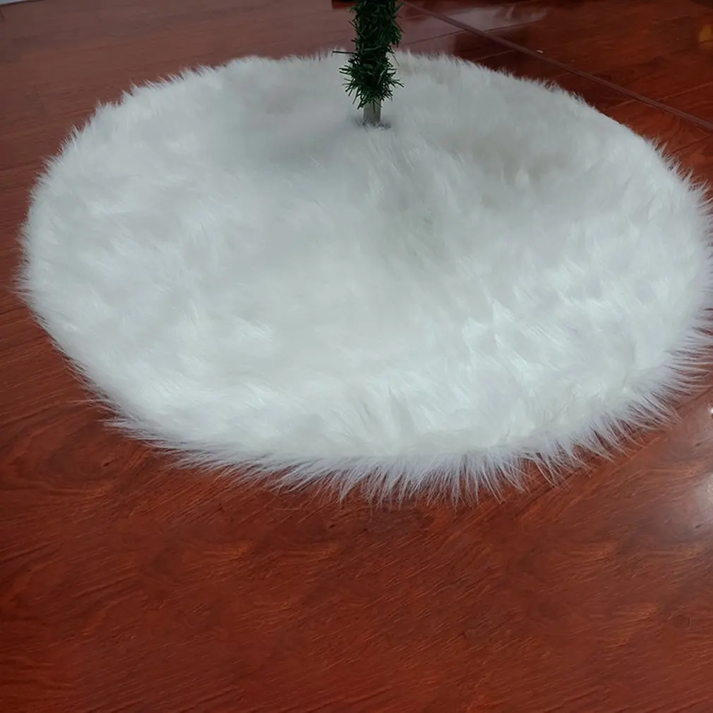 

White Christmas Tree Skirt Plush Wool Xmas Tree Carpet Merry Christmas Tree Decorations Ornament New Year Navidad Home Decor